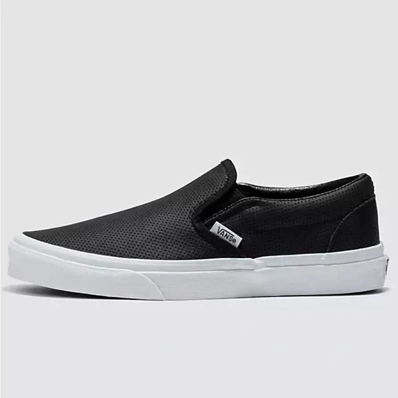 Vans Classic Slip-On Perf Leather Shoe in Black Size 6.0 - Picture 1 of 11